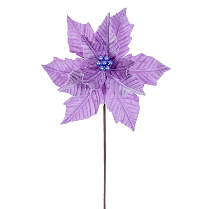 Tige de poinsettia en velours vert minuit 12 po x 20 po Il comprend quatre pièces par sac., Mauve clair
