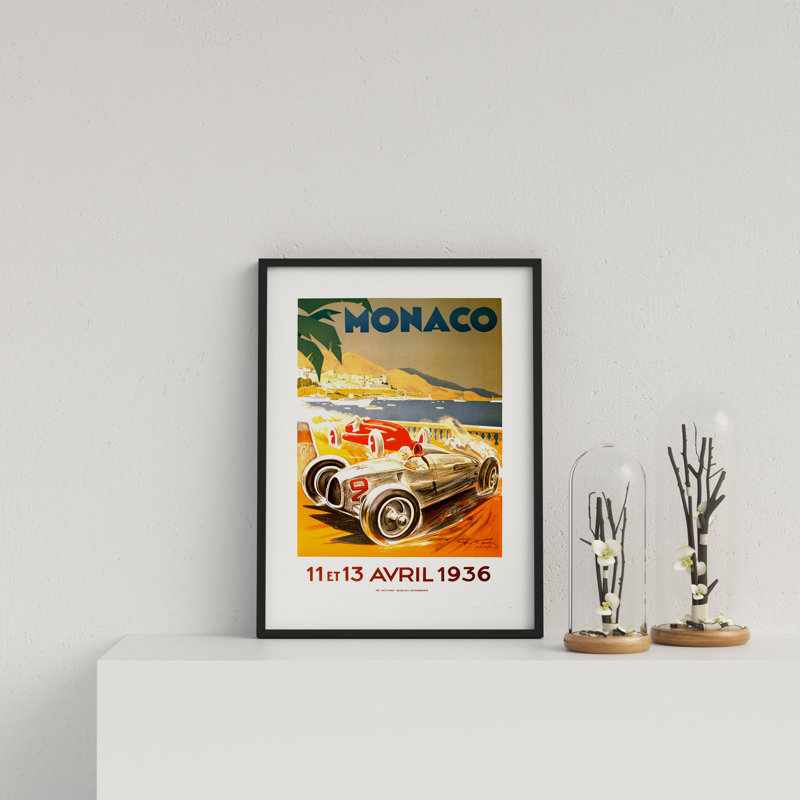 Retro Motor Racing Monaco GP 1936 by Vouvart - Single Picture Frame Print