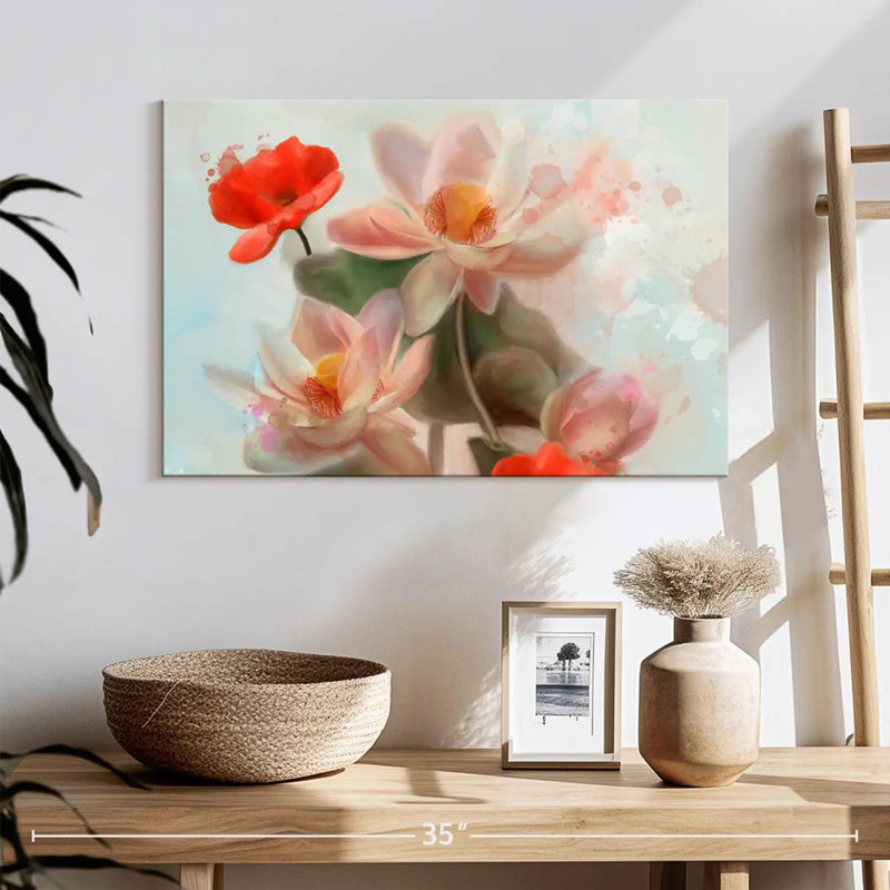 Harnek lys et coquelicots abstraits, H 16 po x l 24 po