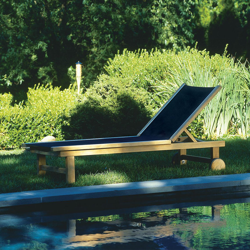 St. Tropez Outdoor Teak Chaise Lounge, Black