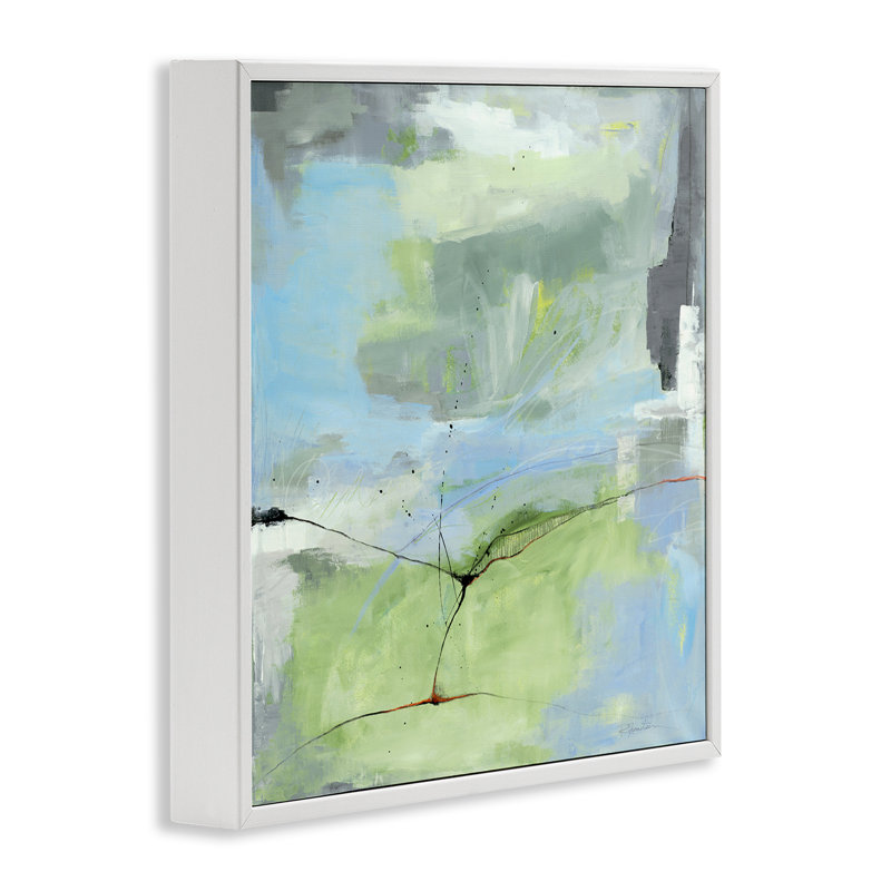 Abstrait avec ligne striée grise, estampe numérique par Ruth Fromstein, Giclée encadrée blanc bord de mer, H 24 po x l 24 po