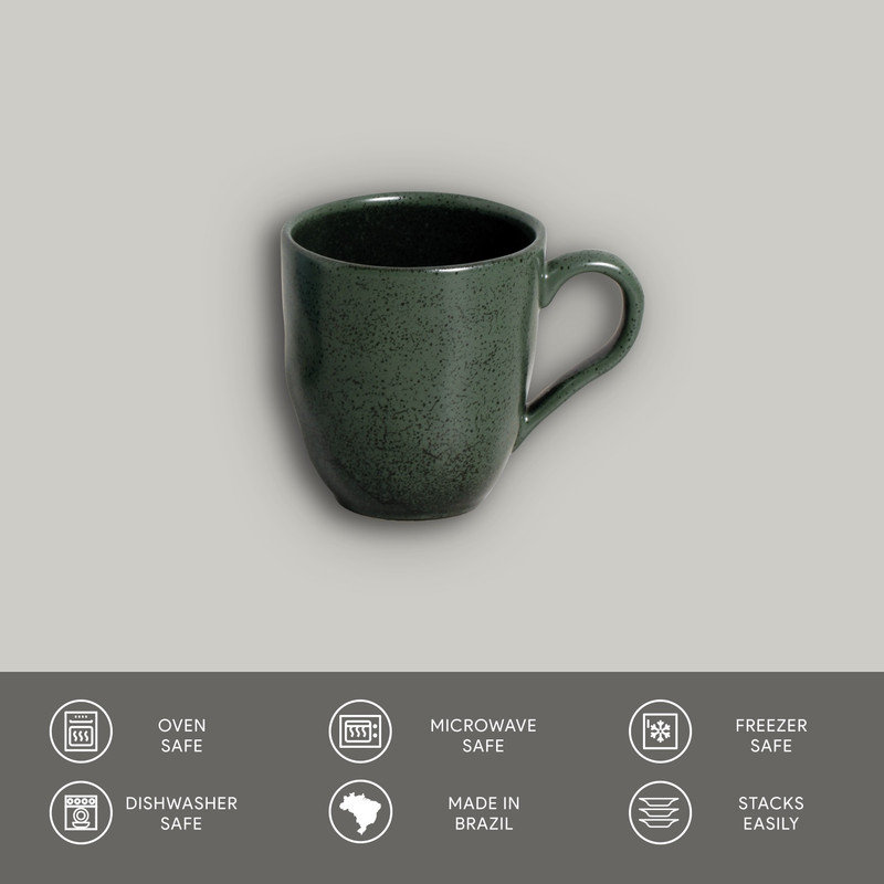 Green Ceramic Microwave Safe Mug Set, 9.23 oz.