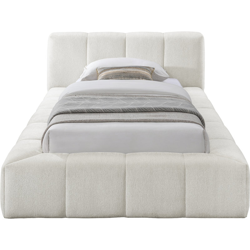 Lit en tissu Carille Chenille, Tissu chenille crème, Twin
