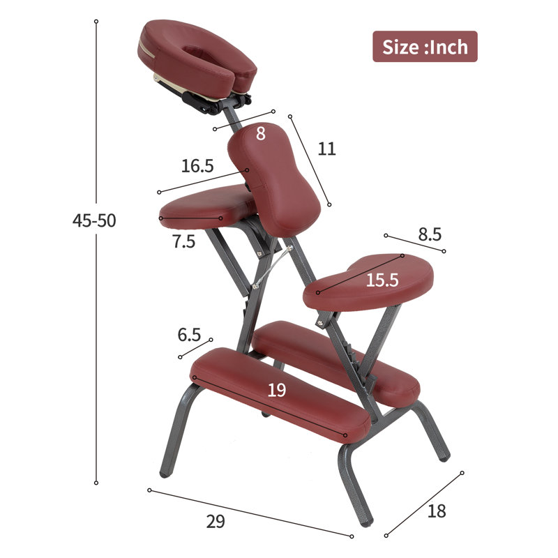 Faux Leather Massage Chair, Burgundy Faux Leather