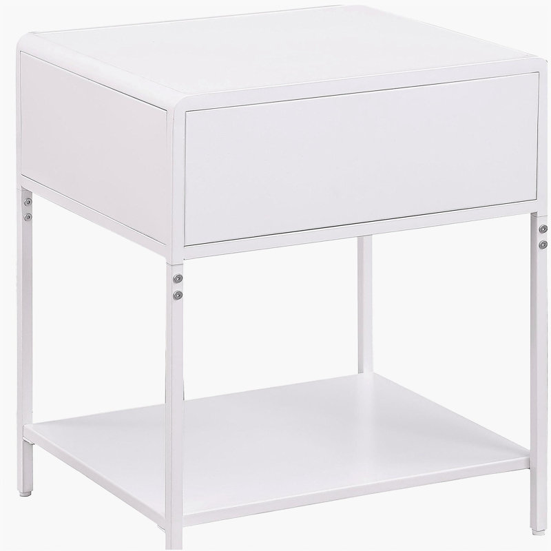Table de chevet 1 tiroir Duncan, Blanc