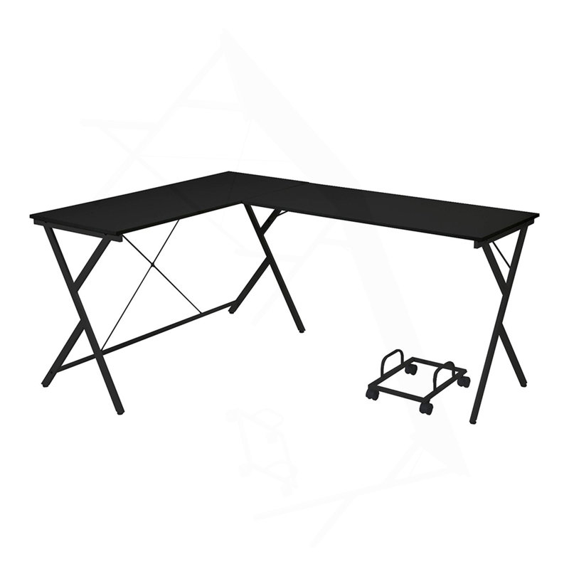 L-Shape Computer Desk With Computer Holder, Black