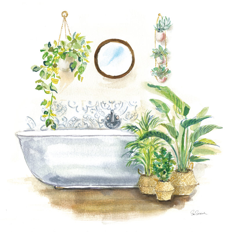 Greenery Bath Wood II by Sue Schlabach - Wrapped Canvas Painting, 76cm H x 76cm W