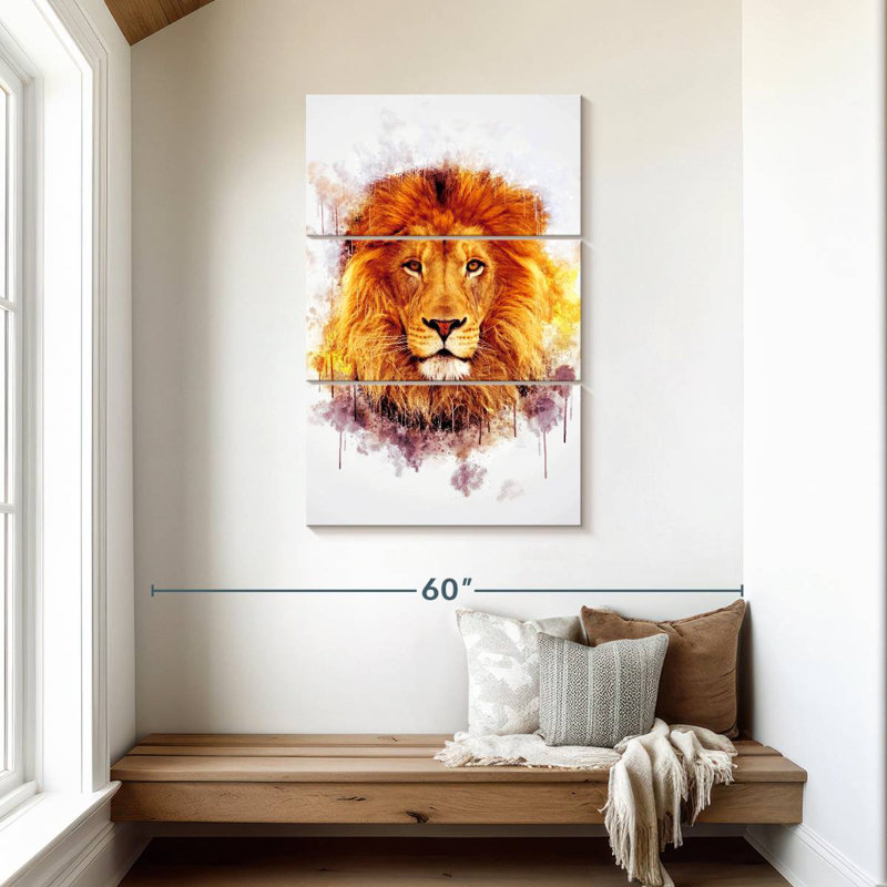 Lion Head Paint Splash, 45" H x 28" W