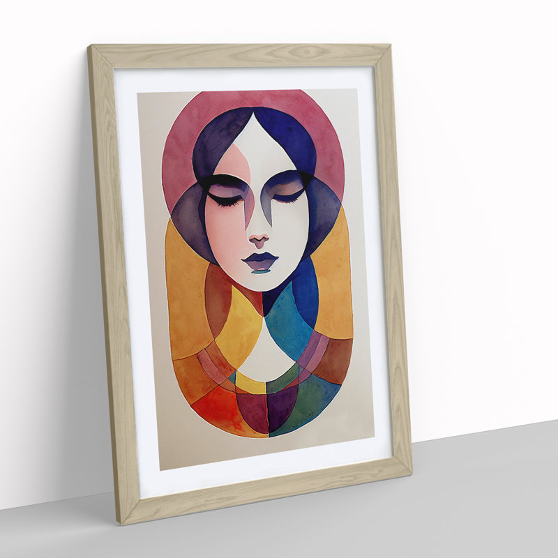 Woman Abstract Watercolour No.3 - Wall Art, 34cm H x 25cm W, Oak Framed