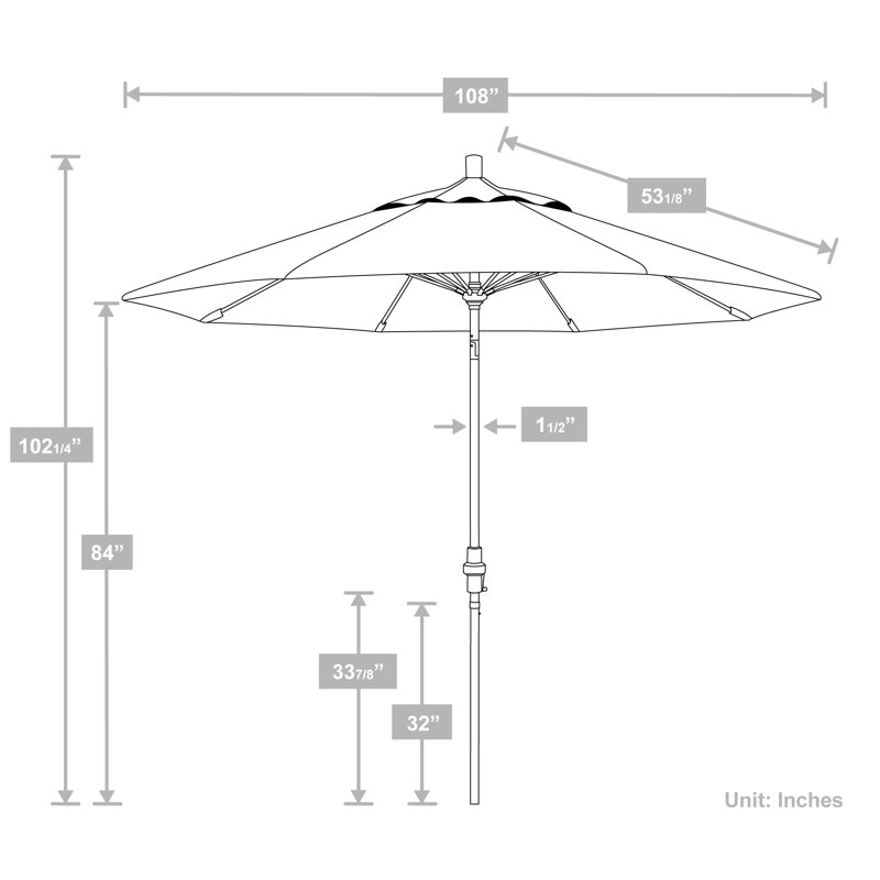 Parasol de marché 108 po Roshawna, Sunbrella® Astoria Sunset