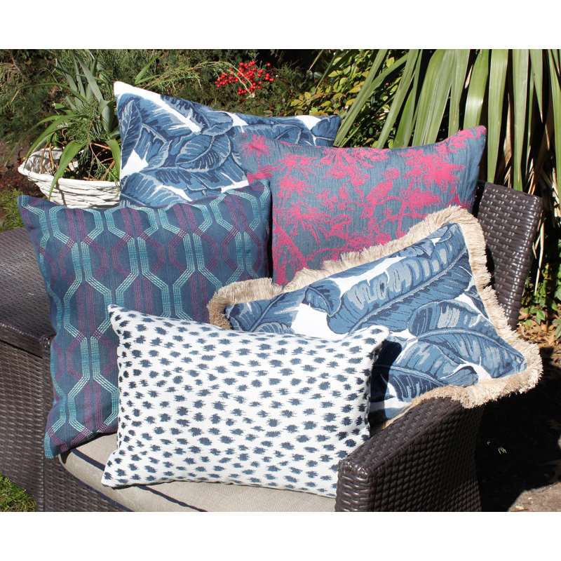 Tropics Lumbar Indoor/Outdoor Pillow Cover & Insert, Blue/Brown