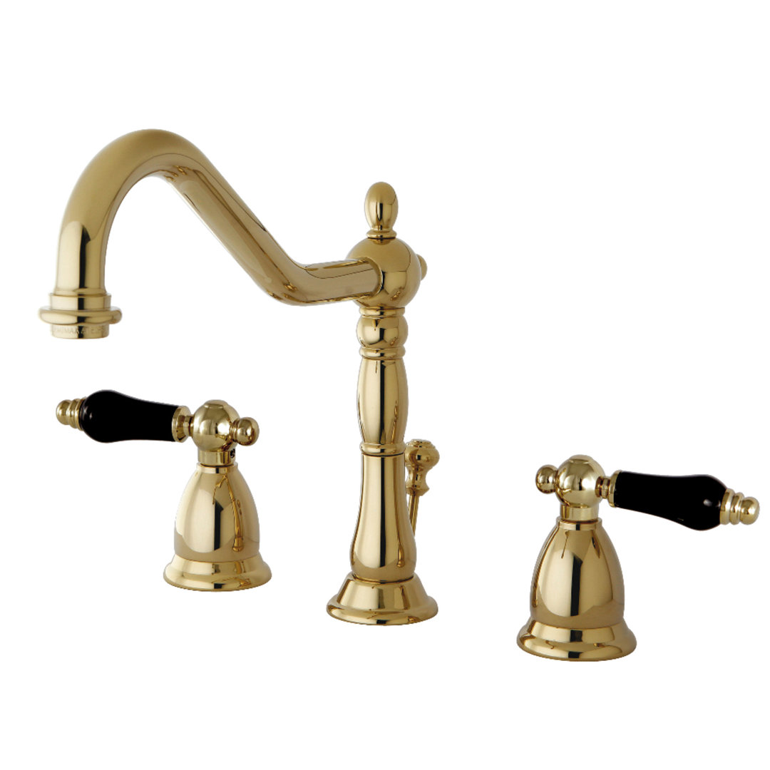 Kingston Brass Duchess Two-Handle 3-Hole Deck Mount Widespread Bathroom Faucet with Brass Pop-Up Drain Kingston Brass 