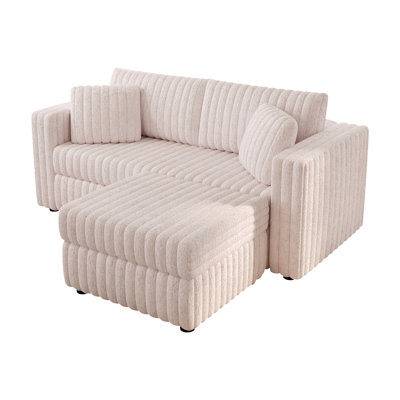 Modern Sofa75.6"Soft  Modular 2-Person Sofa With Hydraulic Lift. Highly Comtable & Stylish. Matches 30.7" Ottoman. Ideal   & .  Pink