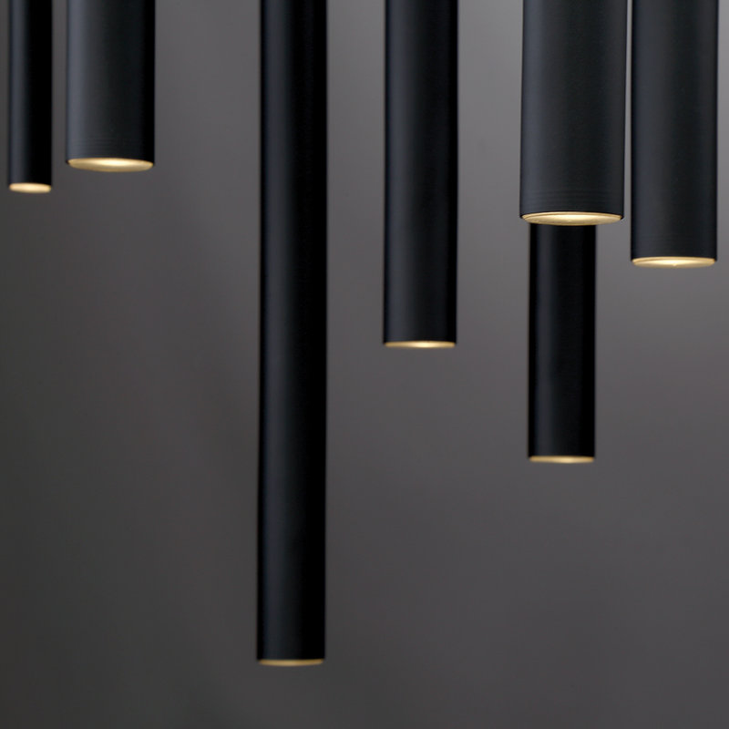 Luminaire suspendu 18 lumières DEL Santana, Noir mat