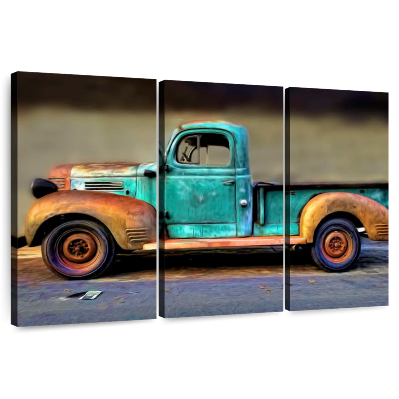Mehar Rusty Blue Truck, 36" H x 57" W
