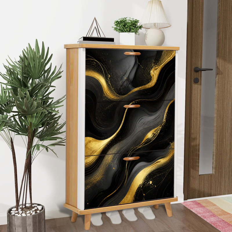 Armoire de rangement pour chaussures avec 3 tiroirs rabattables pour organisateur de rangement de chaussures ondulé élégant