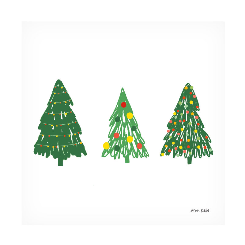 Ann Kelle, arbres sur toile blanche, H 35 po x l 35 po x P 2 po