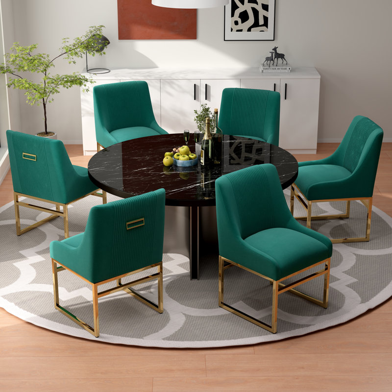 Chaise d'appoint en velours Baudel, 6, Vert