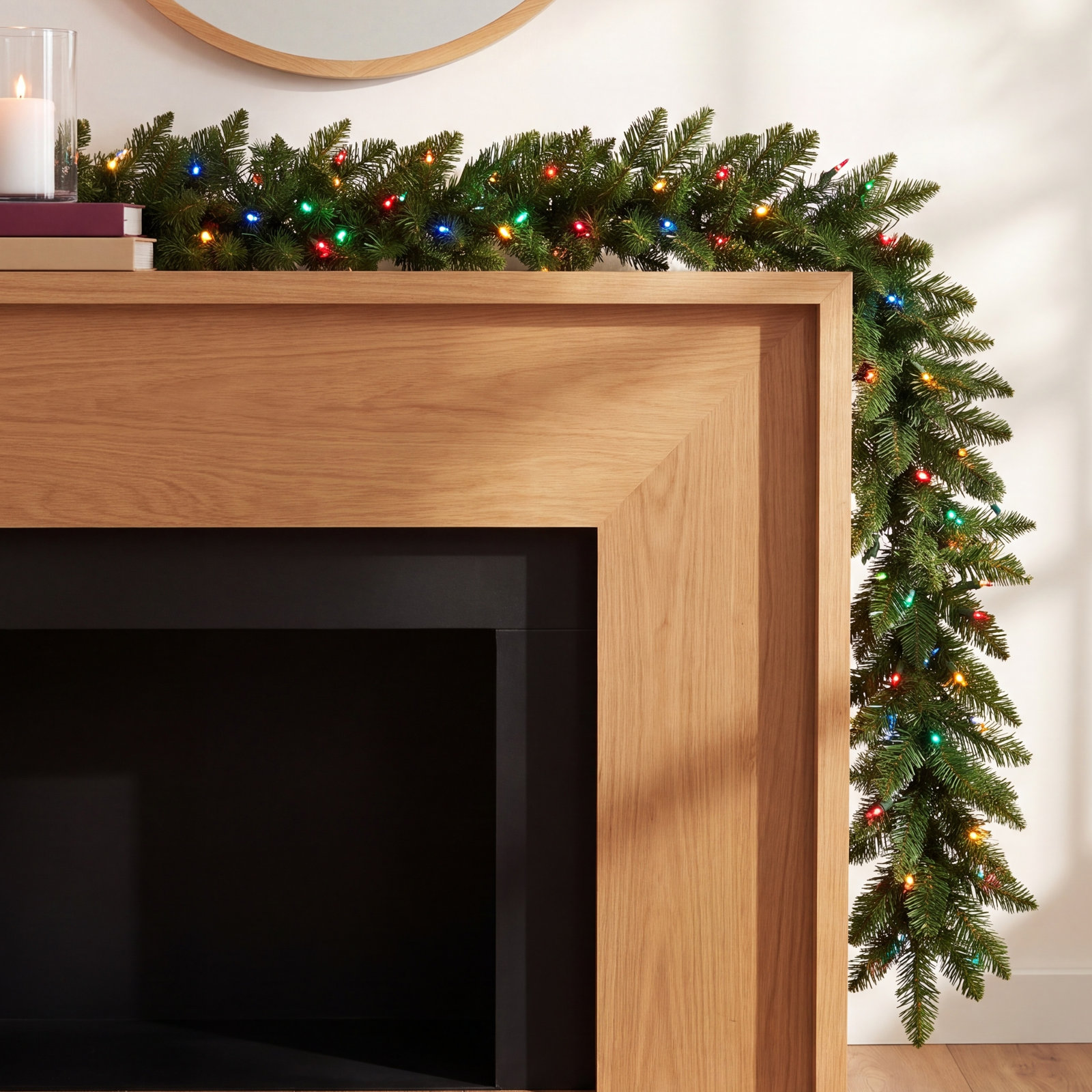 Peabody Pre-Lit Mixed Pine Christmas Garland, 50L x 16"