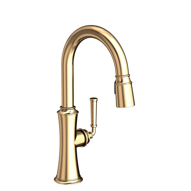 Stripling Single Handle Pull Down Bar Faucet, French Gold (PVD)