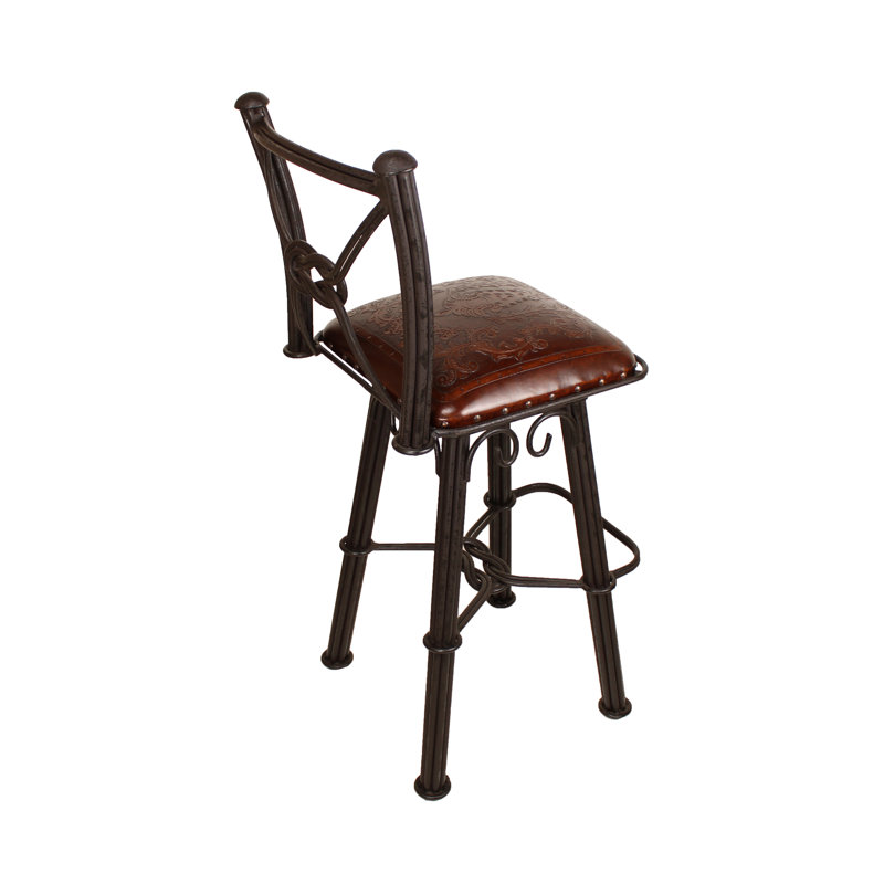 Maegan Swivel Yes Stool with Metal Frame, Antique Brown, Counter Stool (26” Seat Height)