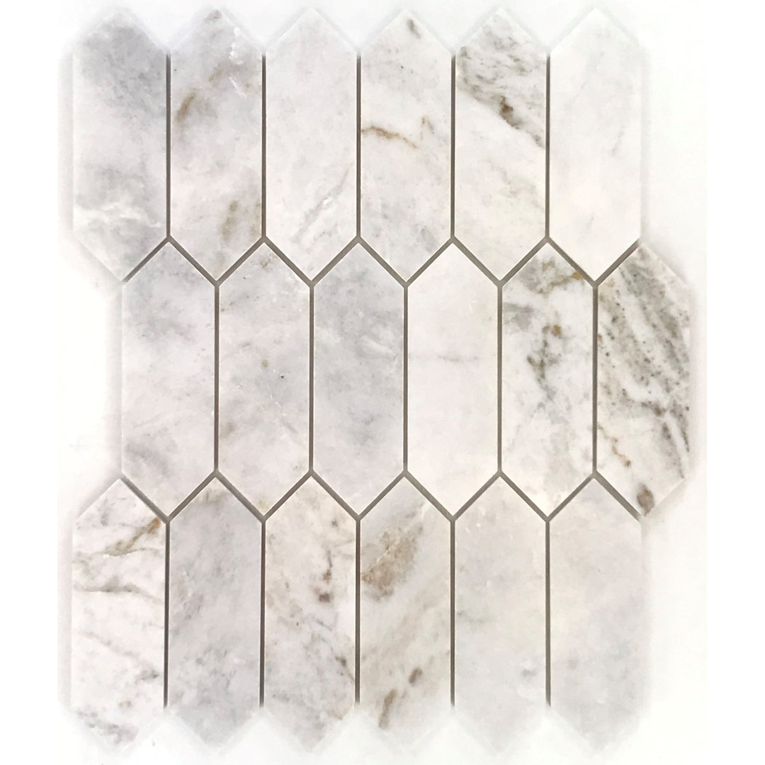 2" x 6" Marble Pinwheel Mosaic Wall & Floor Tile Bloom Stone