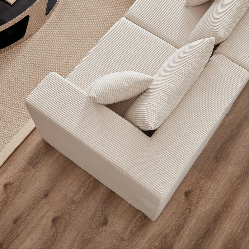 Boneless Luxurious Modular Sectional Sofa for Versatile Indoor Spaces, Enhancing Comfort and Style, Beige Corduroy