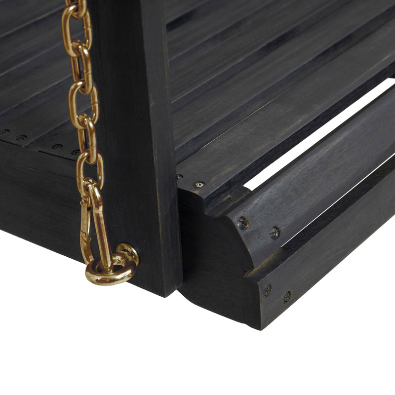 Balancelle en bois, finition gris foncé, balançoire 21,14H x 26,75D avec lavage artisanal, 49,50W 21,14H,