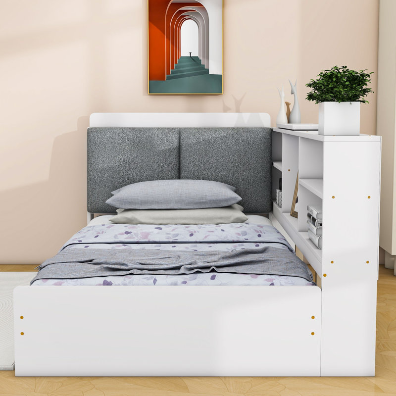 Marrah Upholstered Platform Bed, White