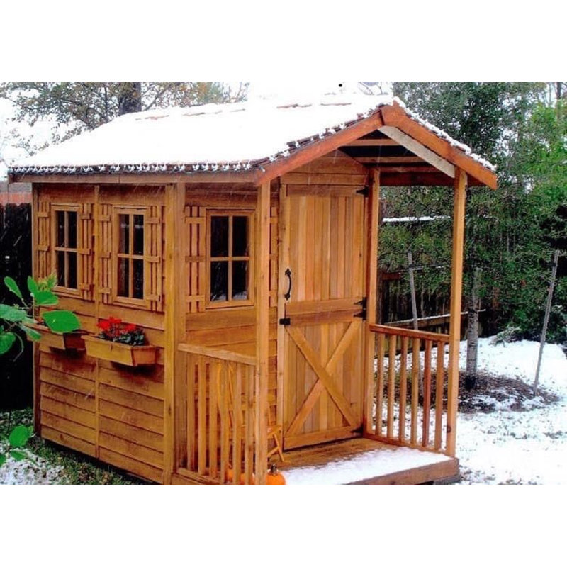 Western Red Cedar Wood Garden Shed with Sliding Door and Windows