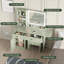 Ensemble de coiffeuse avec miroir et lumières, ensemble de coiffeuse avec tiroir, prise de courant, chaise et 3 tablettes, vert-1935768672