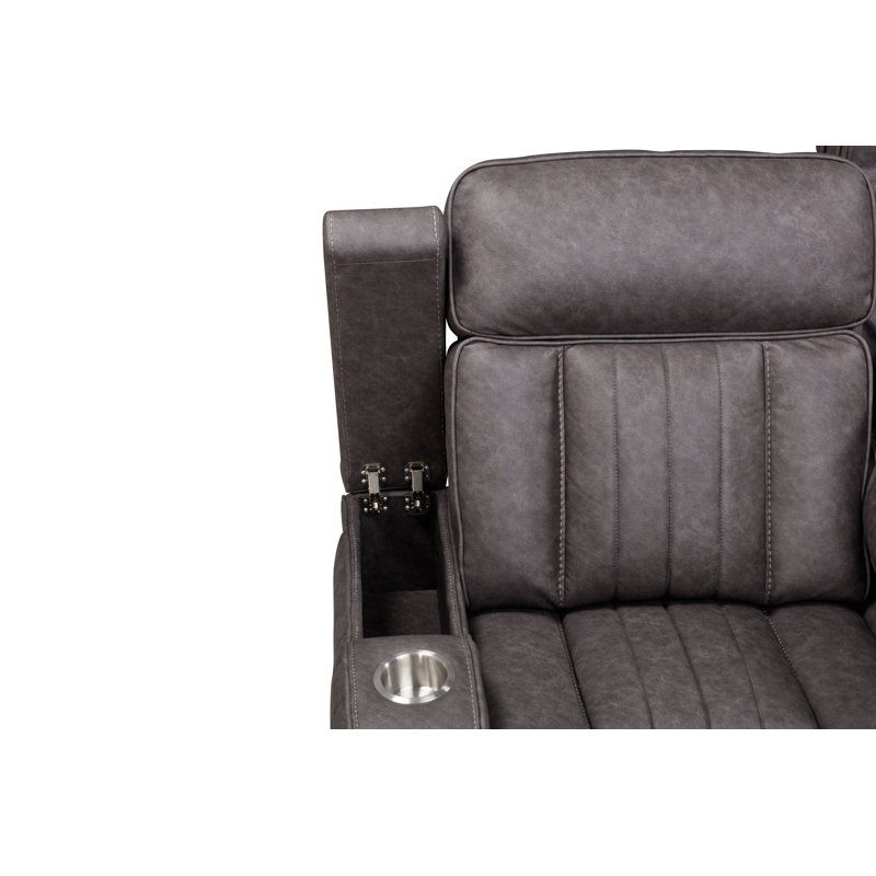 Fauteuil inclinable électrique de 39 po avec repose-tête réglable et accoudoirs carrés, Polyester gris