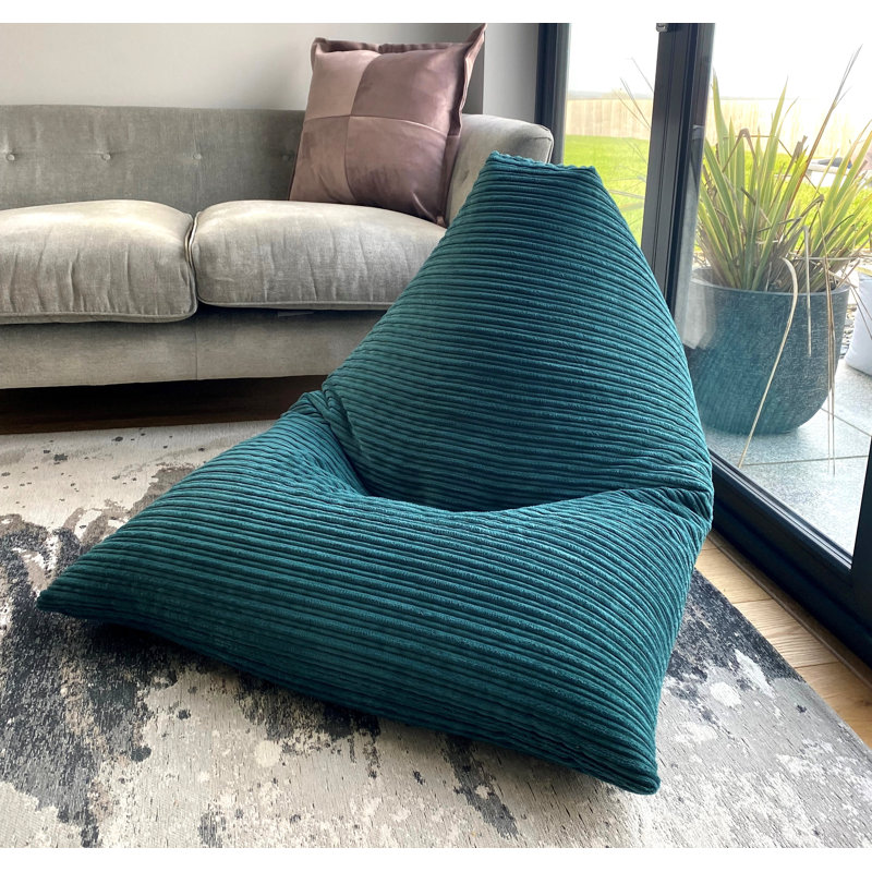 Jumbo Cord Adult Wedge Corduroy Refillable Bean Bag Lounger, Teal