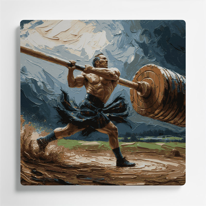 Art mural en métal noir Sports Caber Toss