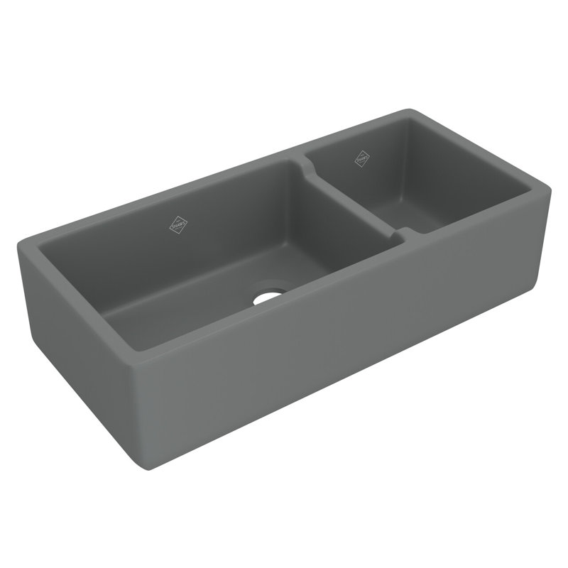 Lancaster 39.5" L x 18.5" W Basin Farmhouse Kitchen Sink, Matte Gray