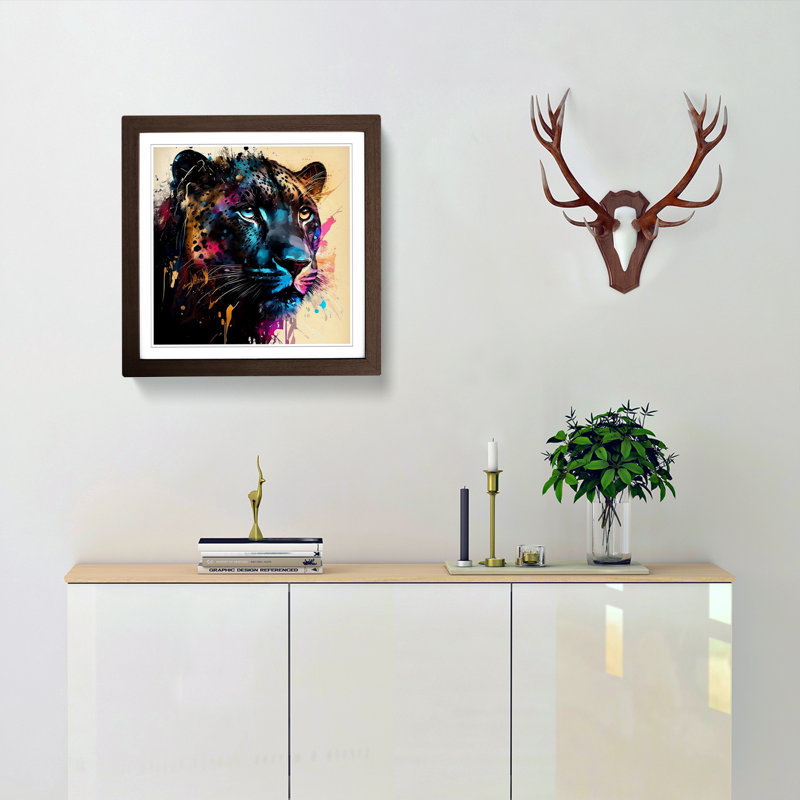 Panther Abstract Expressionism - Framed Print, Walnut