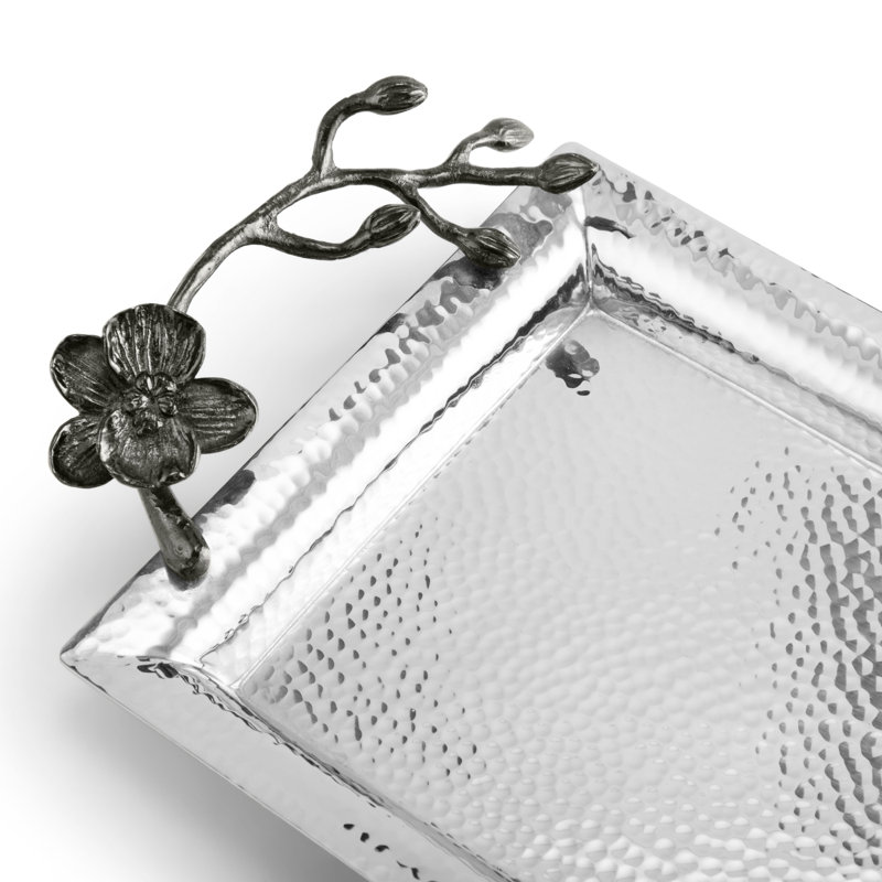 Black Orchid Serving Tray, 1.5"H x 12" W x 6" D