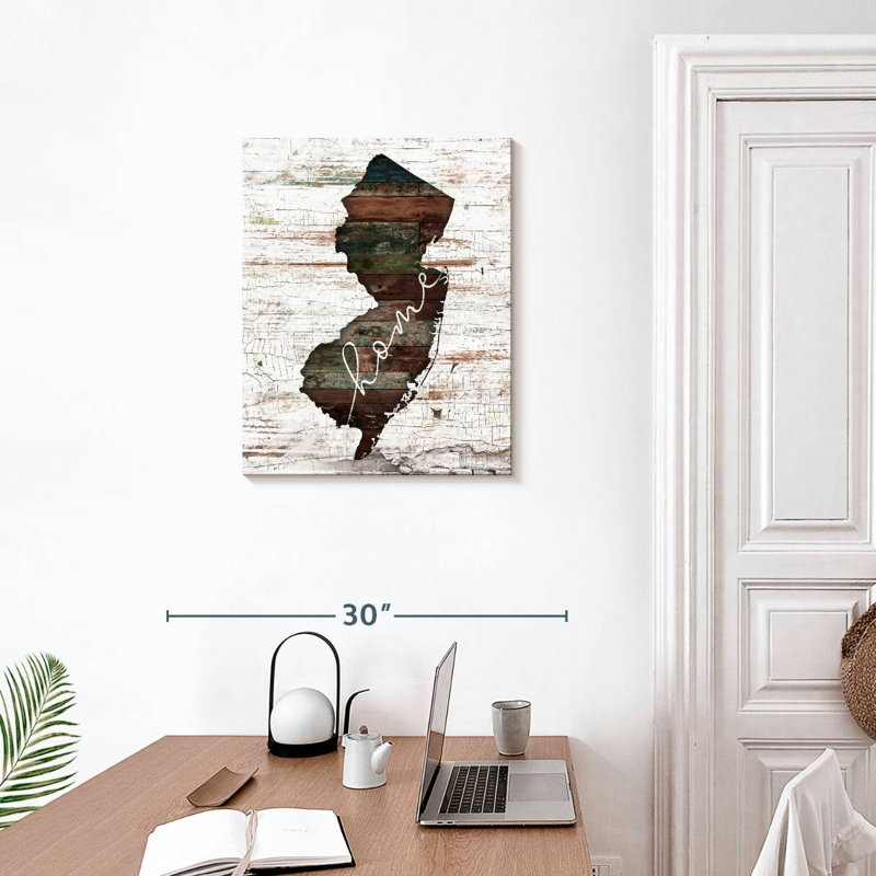 New Jersey Home Map sur impression sur toile, H 25 po x l 20 po x P 1,25 po