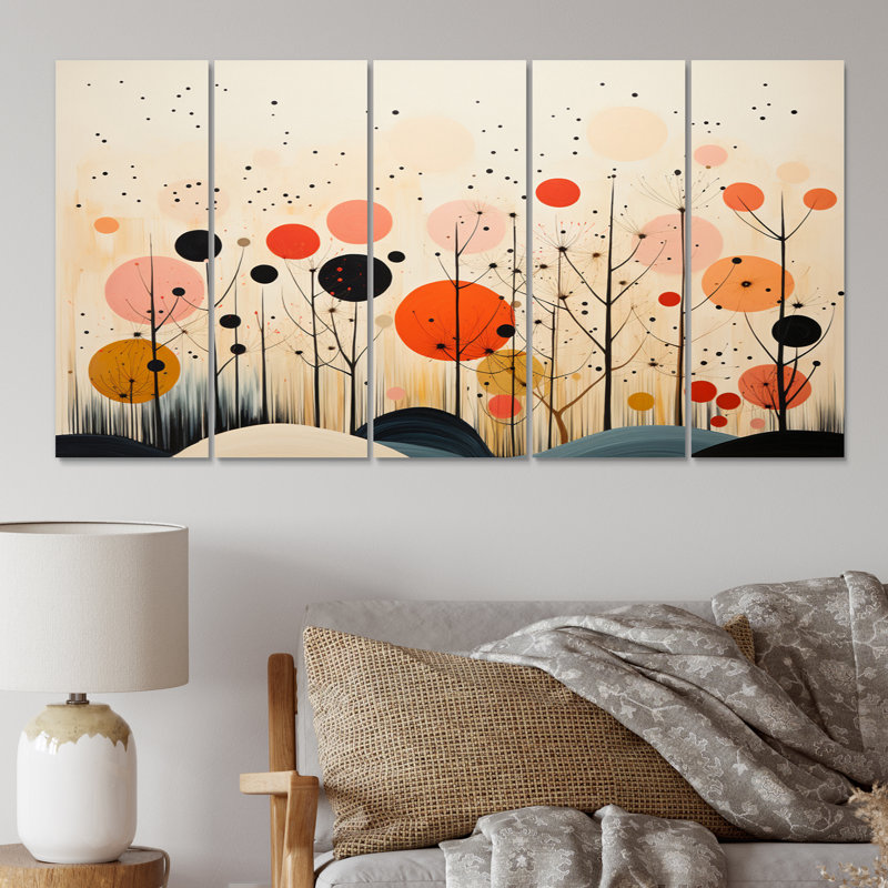 Impression sur toile 5 pièces colorée Mid Century Minimalist Oasis VII