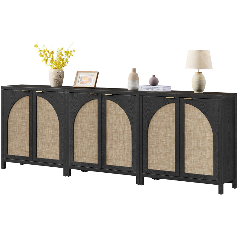 Boho - Rattan Sideboard With Adjustable Shelves, Black