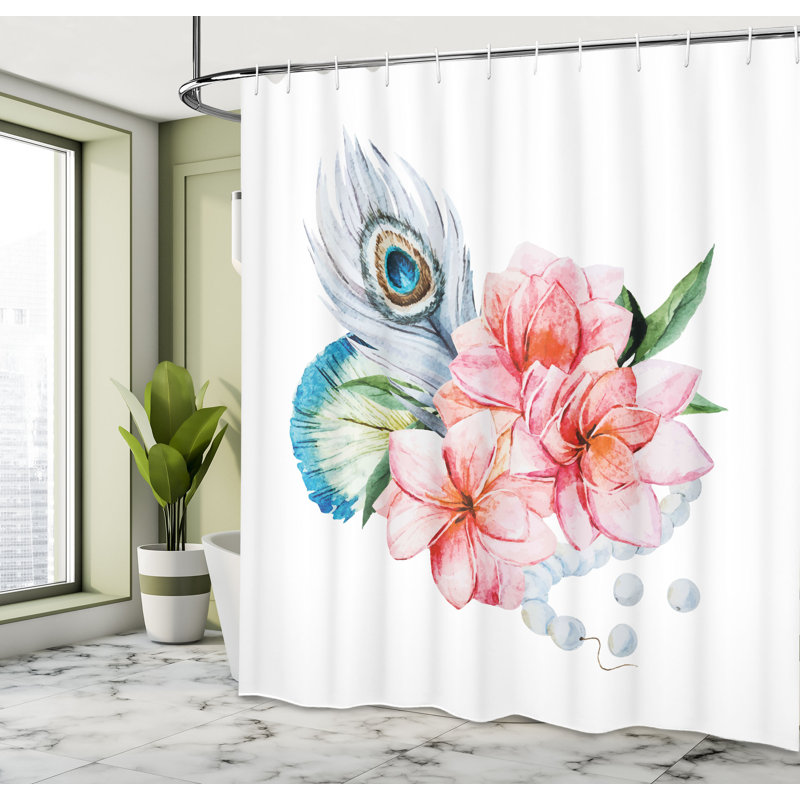Shower Curtain with Hooks Included, 70"H x 69"W