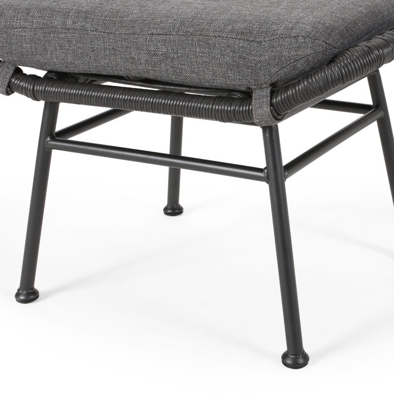 Repose-pieds d'extérieur avec coussin Ingle, Gris foncé / Gris