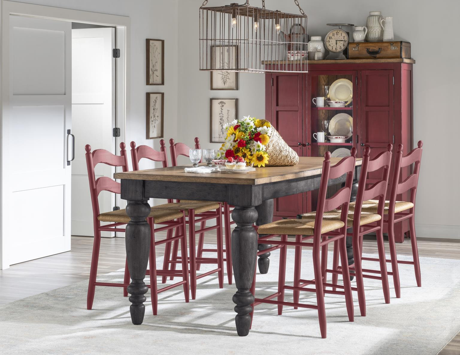 Country Living Vintage Market Kitchen Island, Red