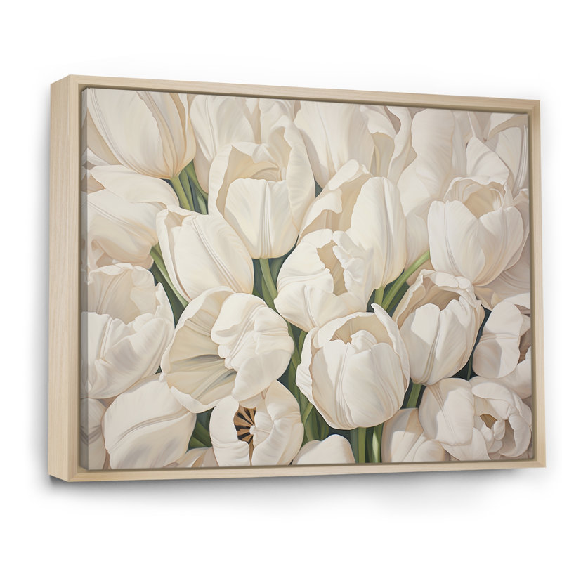 Minimalisme beige tulipes symphonie III - tulipes, H 24 po x l 32 po x P 1 po, Cadre naturel flottant