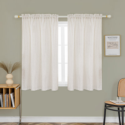 Linen Blend Semi-Sheer Curtain Panel Set