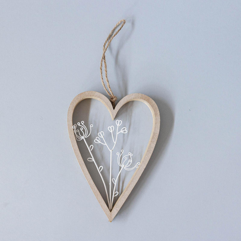 Décoration en bois en forme de cœur en bois encadrée