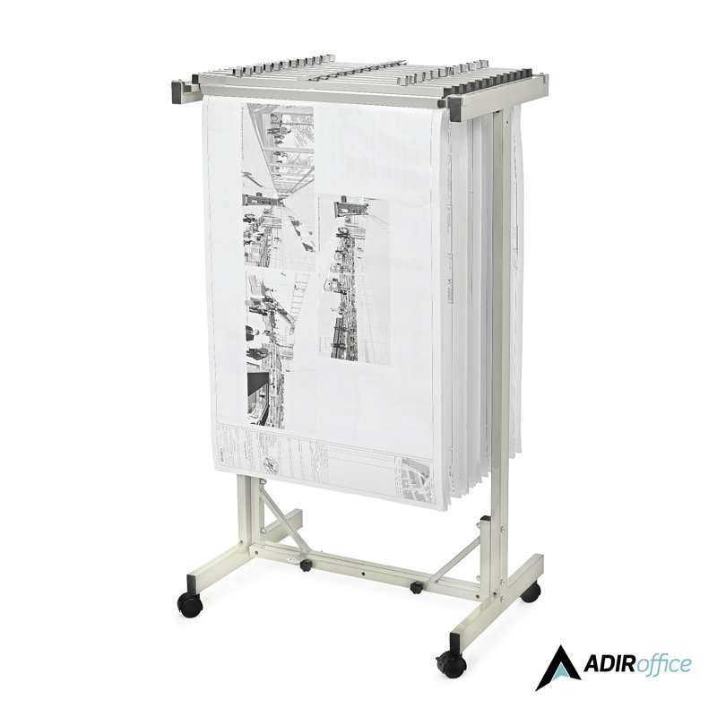 Gray Expandable Mobile Blueprint Plan Center with Steel Frame