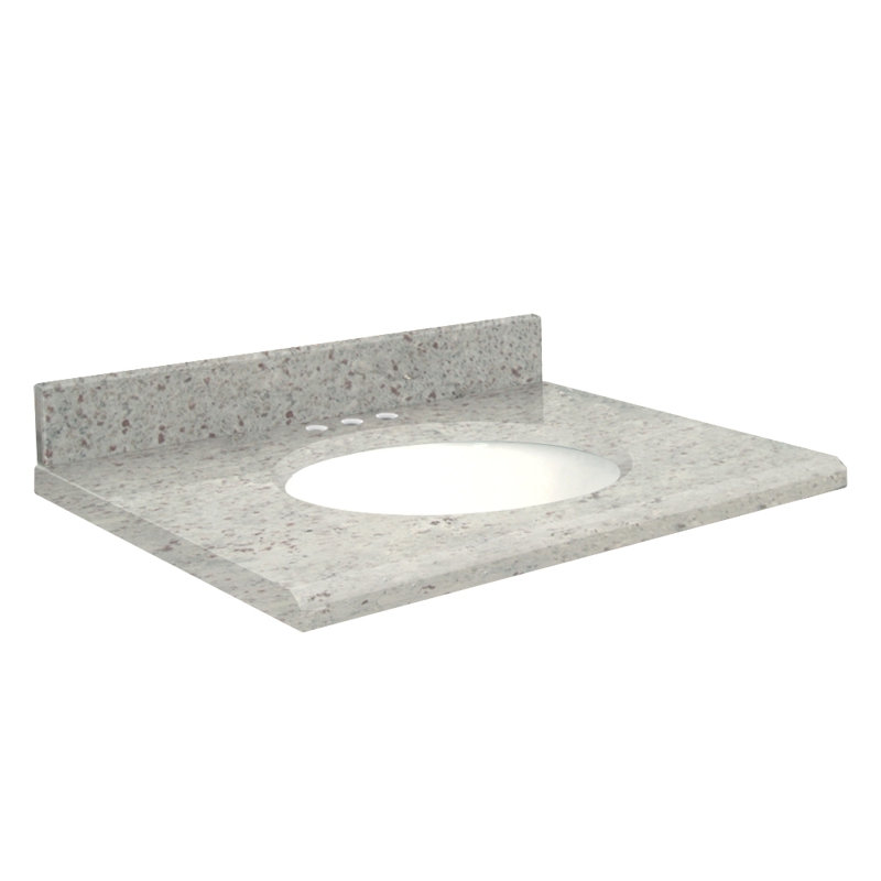 Dessus de salle de bain simple 49 po meuble-lavabo, Centré de 8 pouces, Blanc, Jaune parfait