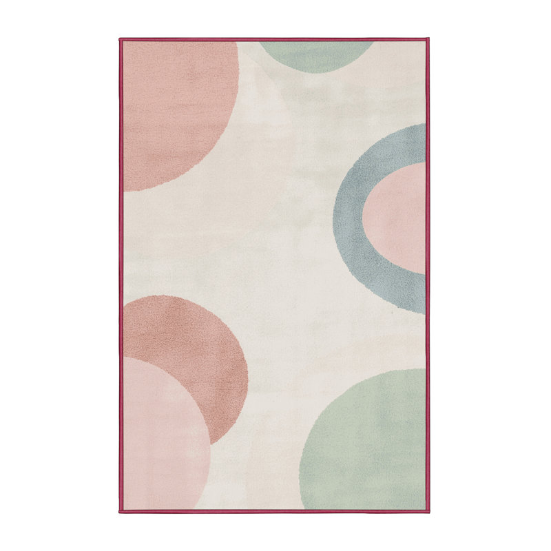 Soft Plush Fehrenbach Easter Modern & Contemporary Abstract Area Rug in Gray – Rose Binding, 8x10