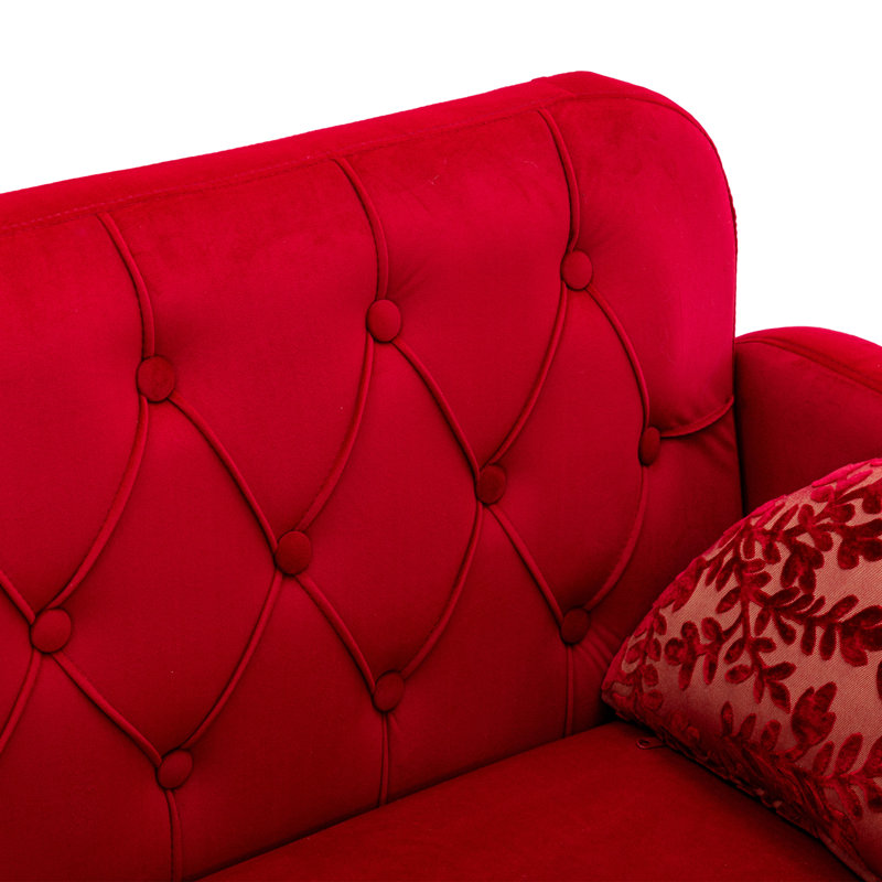 Canapé moderne en velours, canapé confortable 2 places avec pieds en métal